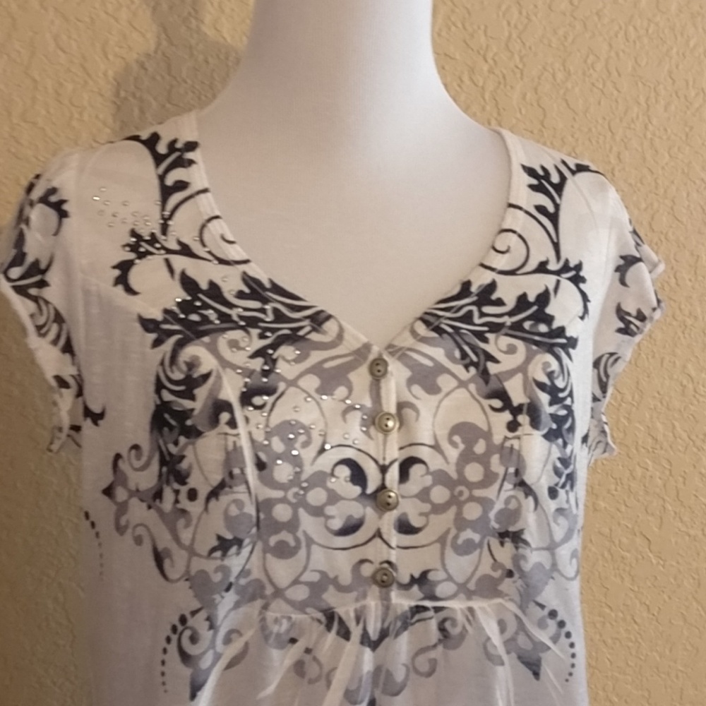 Unity World Wear Rhinestone Patterned Blouse - Picture 2 of 6
